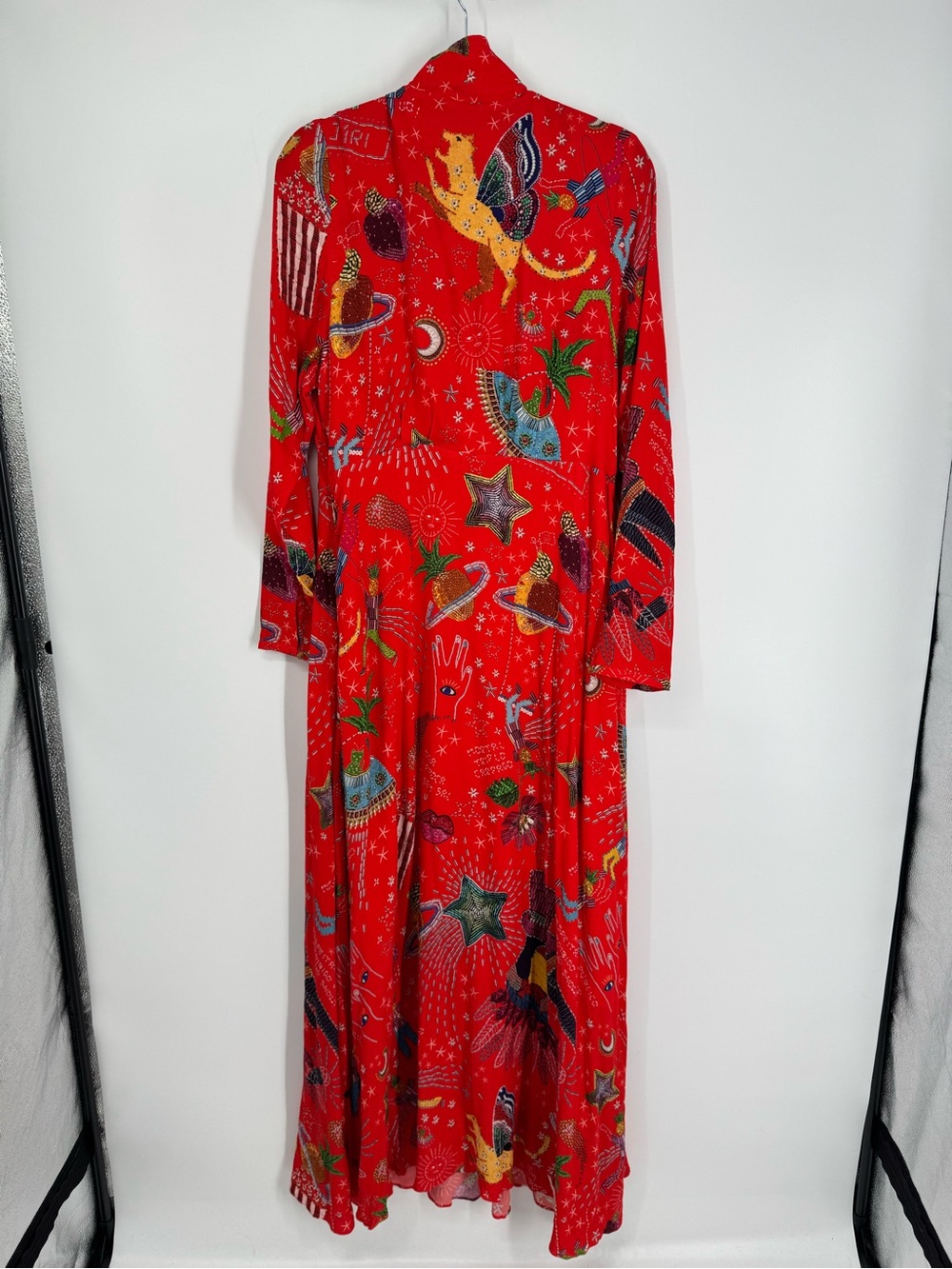 FARM Rio Red Surrealist Graphic Maxi Dress Size L - Picture 8 of 12